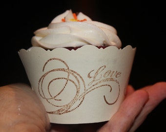 Wedding Cupcake Wrappers/ Love Cupcake Wrappers/Customized Colors