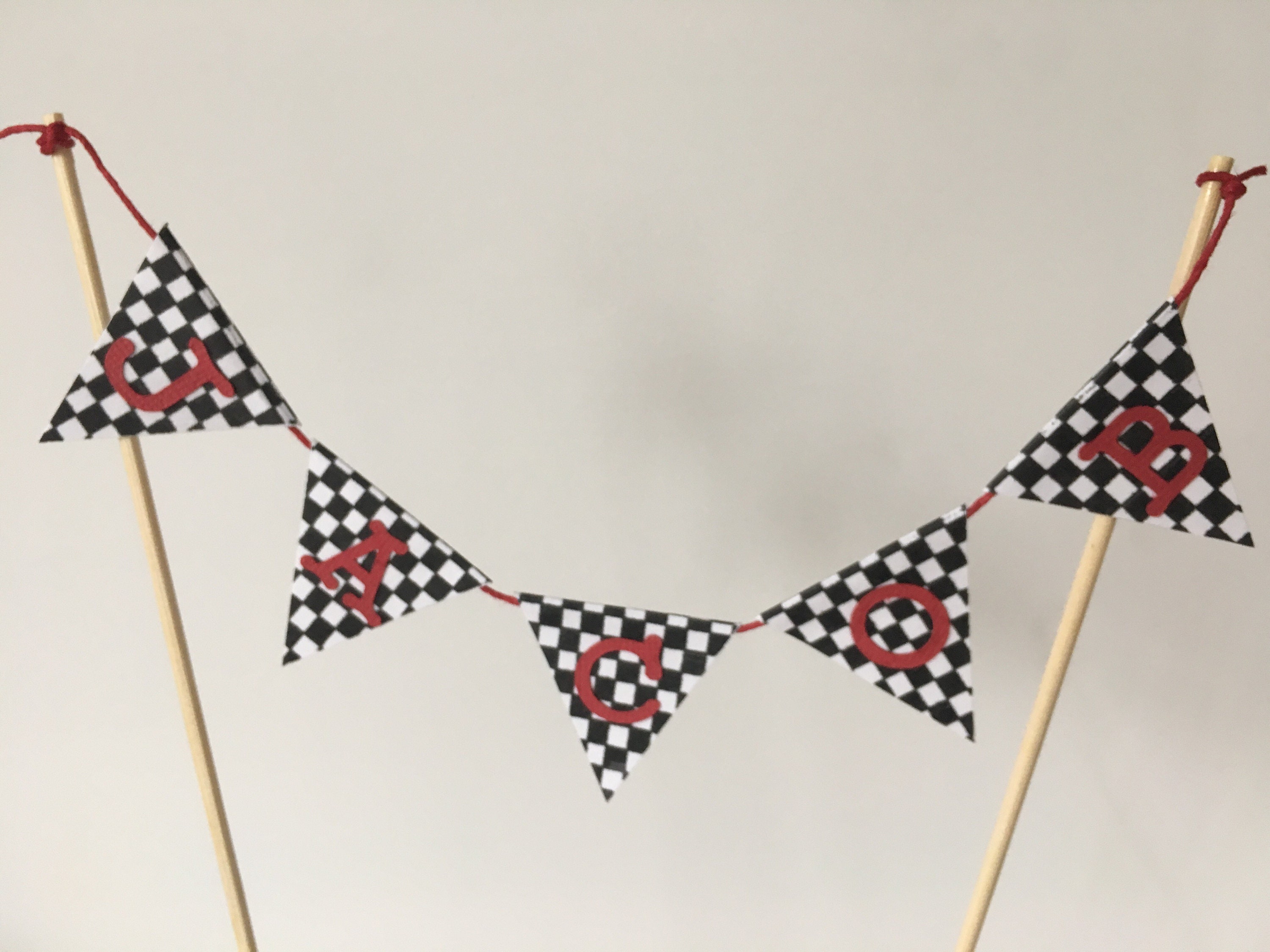 Race Flag Theme Cake Topper Black and White Check Racing Etsy