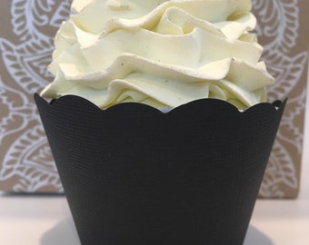 Black Cupcake Wrappers, Textured or Smooth Finish