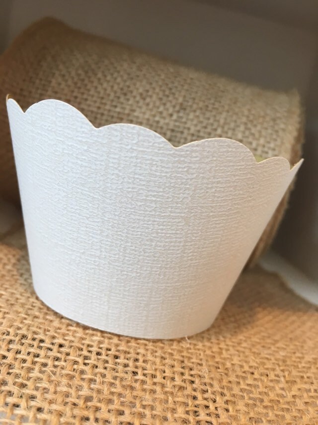 White Burlap Cupcake Wrappers Whitewash Rustic Wedding Showers