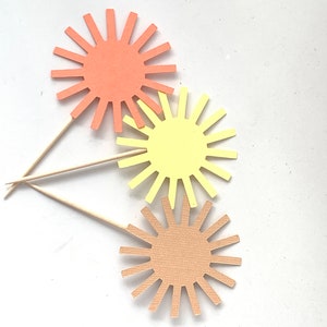 Sunshine Cupcake Toppers, Sunshine Birthday, Baby Shower, Custom Colors image 5