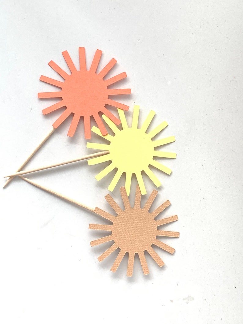 Sunshine Cupcake Toppers, Sunshine Birthday, Baby Shower, Custom Colors image 5