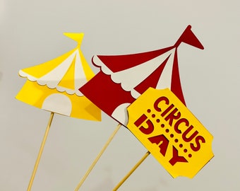 Circus Theme Centerpieces, Big Top Decor, Cake Toppers Custom Colors