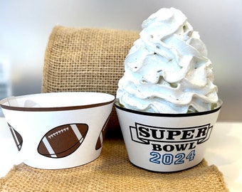 Printable Football Cupcake Wrappers, Super Bowl 2024