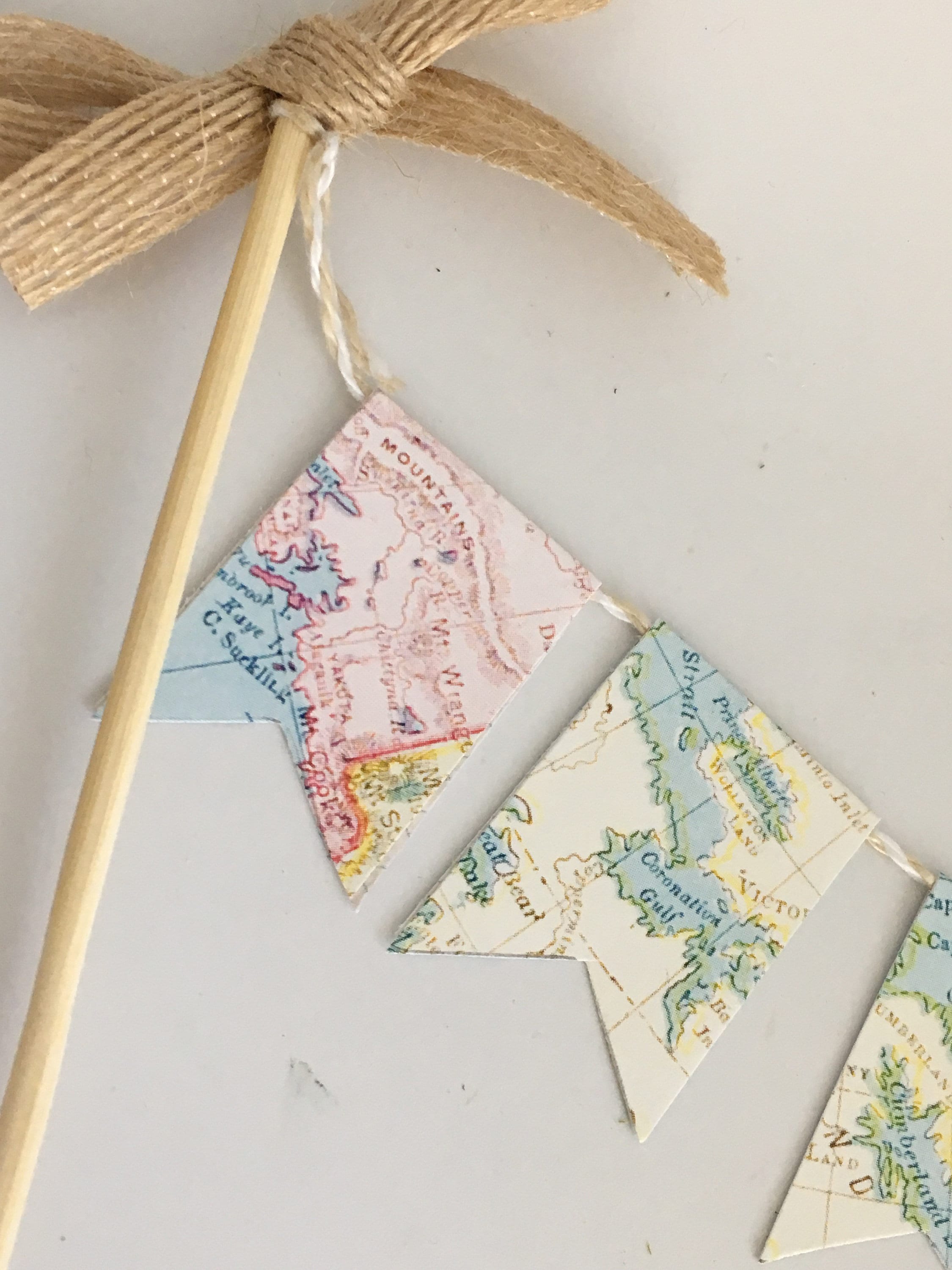 Vintage Map Cake Topper: Travel Theme Garland