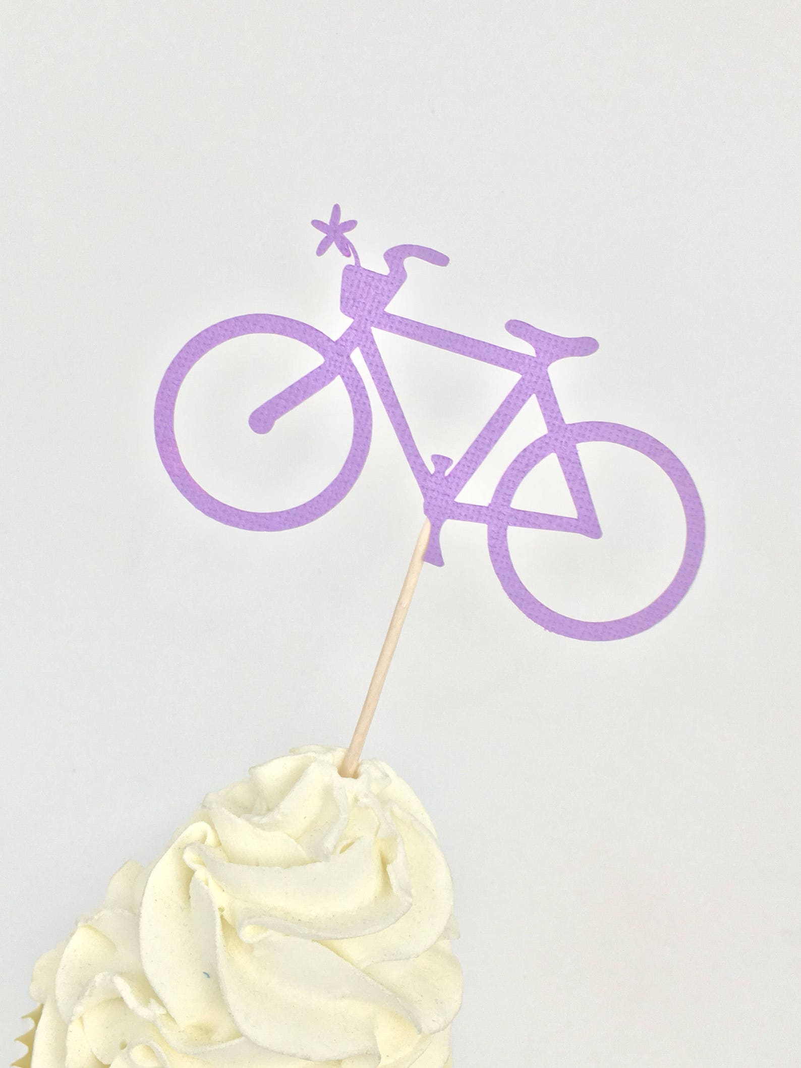 Bicycle Cupcake Toppers, 18 Piece Shimmering Silver Cardstock In