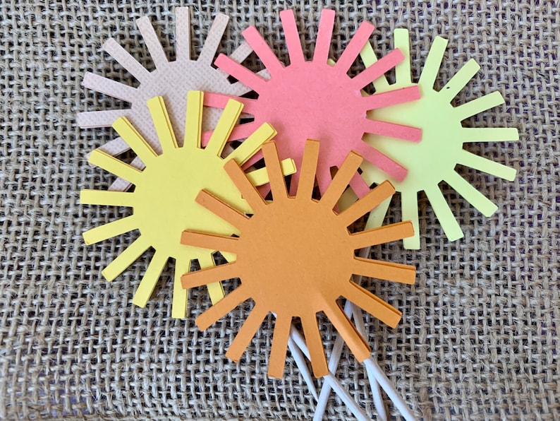 Sunshine Cupcake Toppers, Sunshine Birthday, Baby Shower, Custom Colors image 3