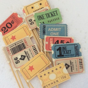 Cupcake Flags/Vintage Circus Tickets Carnival Theme
