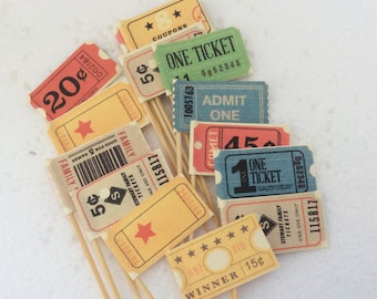 Cupcake Flags/Vintage Circus Tickets Carnival Theme