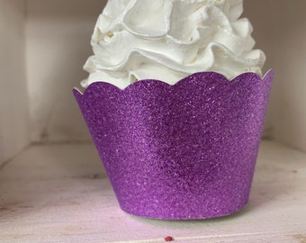 Purple Glitter Cupcake Wrappers, Purple Sparkle