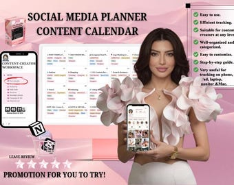 Kalendarz treści dla influencerów l Szablon Social Media Notion l Szablony Canva i Capcut Edit