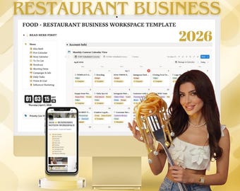 Przestrzeń robocza dla biznesu restauracyjnego | Planer treści kulinarnych, system mediów społecznościowych