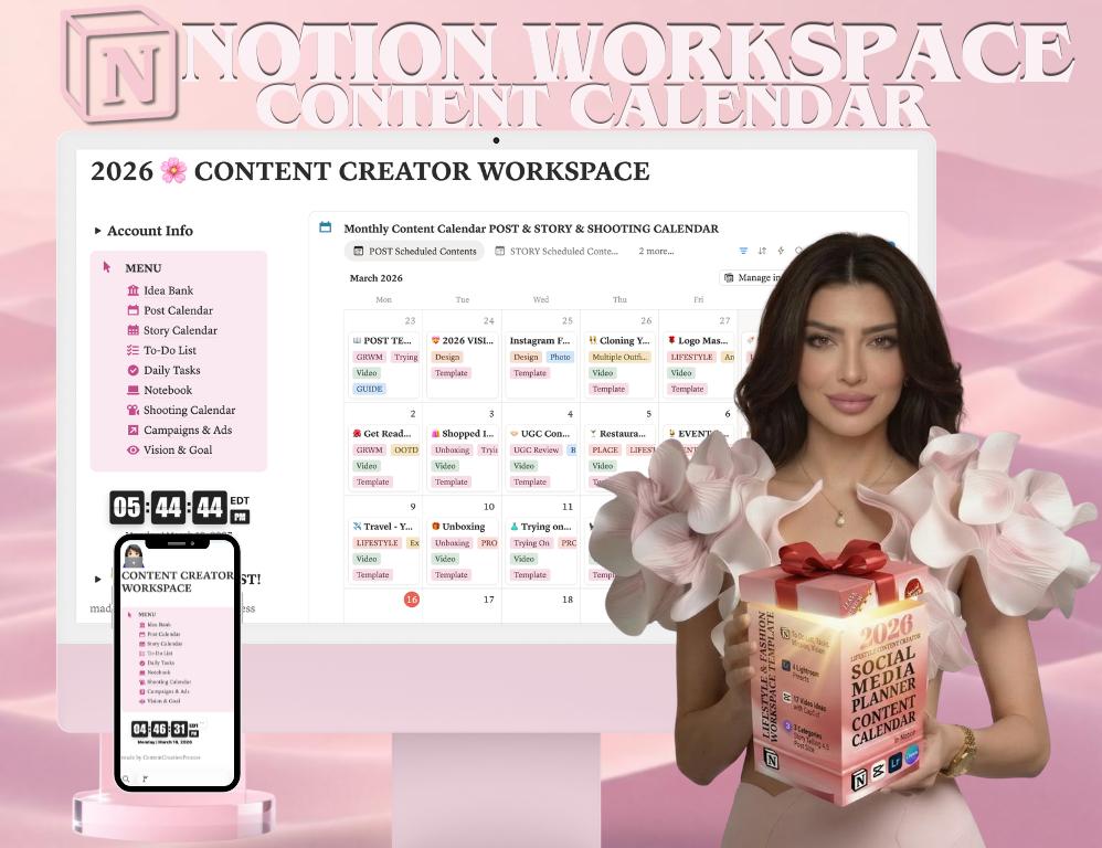 Lifestyle Content Creator Notion Workspace: 2026 Planner