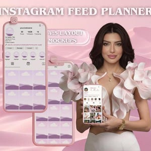 Instagram Feed Planner, 4:5 Layout Mockup, Canva Templates (Digital Download)