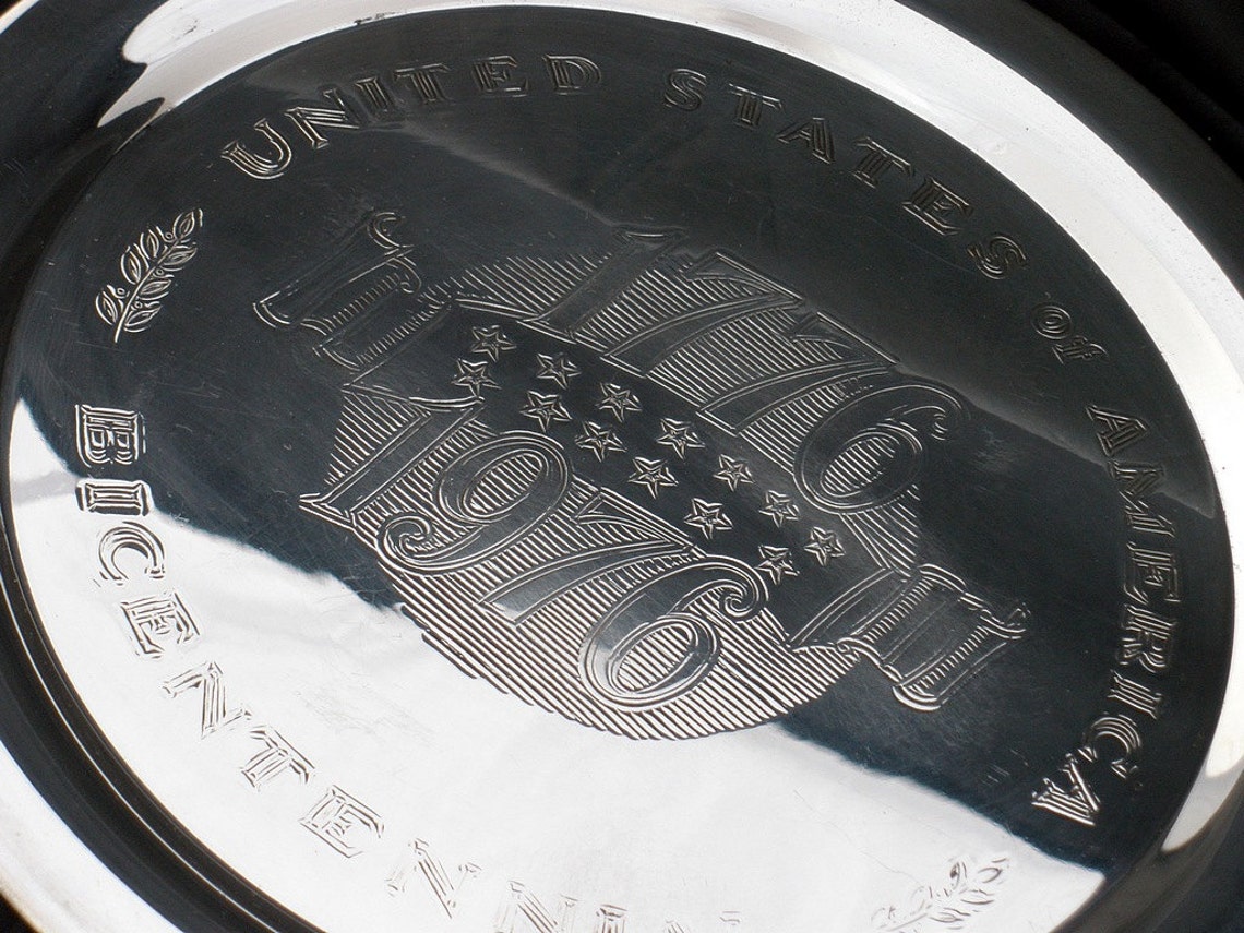 Vintage FB ROGERS Silver Plate 1976 Bicentennial Round Dish or Tray Etsy