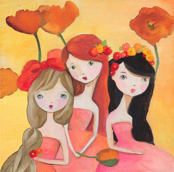 Flower Girl Fairies Best Friends Art Print Etsy