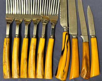 Set aus 10 Bakelit Besteck Gabeln und Messern