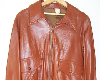 leather jacket NOS DEADSTOCK 1970s Brown Size 44 coat STYLIN&#39;