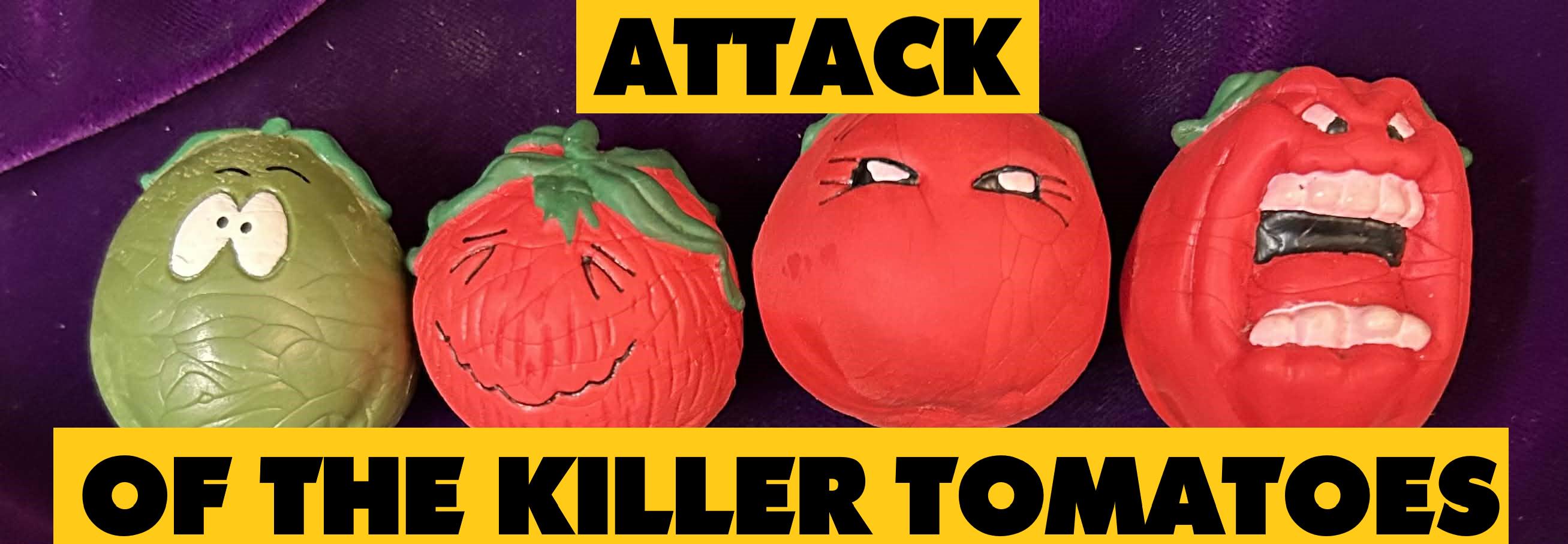 Attack of the Killer Tomatoes CARTOON SET of 4 Bouncy Balls Action