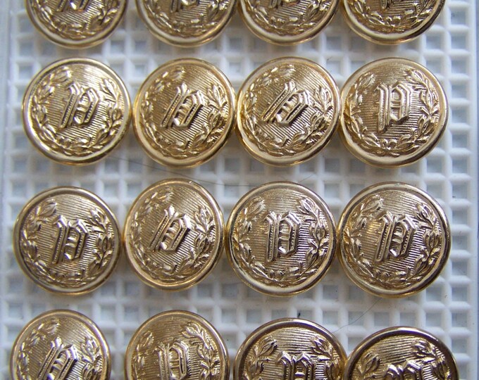 16 POLICE Uniform Buttons Cuff Collar Gold Letter P Generic Etsy