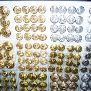 metal uniform buttons 25 different wholesale lot POLICE  Fire Department  Crown  Anchor  MORE  grab bag assortment