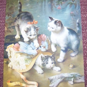 KITTENS Print - 1940s Vintage - NOS calendar picture