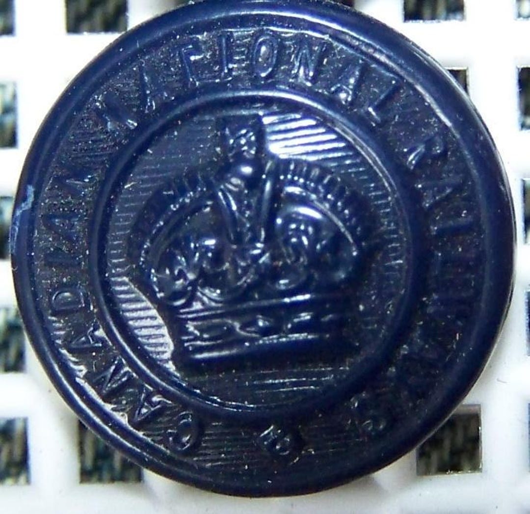 Canadian National Railways Button Early Blue Plastic Cuff Collar Hat ...
