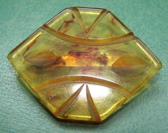 BROOCH Bakelite apple juice swirl faturan geometric  Catalin VINTAGE