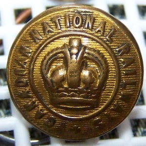 Canadian National Railways BUTTON used Brass cuff collar hat uniform button  KING&#39;S Crown CNR