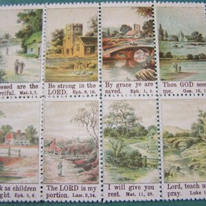 Viktorianische Sonntagsschule Auszeichnungen - C1890 SCENIC Briefmarken-Größe - perfekt für Scrapbooking!