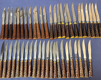 50 Knives With Bakelite Handles - Faux Wood grain  - HUGE Knife Lot