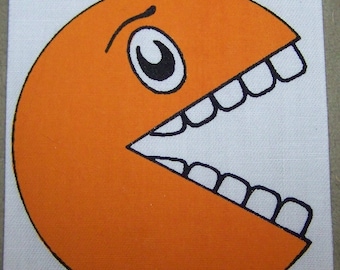 PAC-MAN IRON-On patch with teeth 1980s vintage