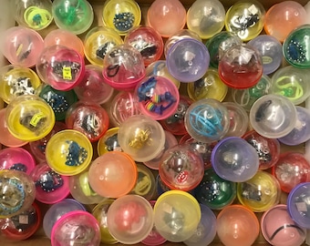 66 Costume Jewelry Capsules for Vending Machine assorted 1980s 1990s  2 Inch capsule