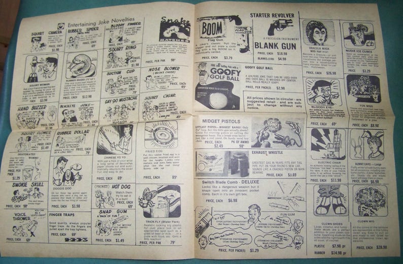 Joke Novelties Flyer Catalog 1960s/70s Vintage Advertising Catalogue