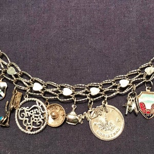 CHARM ARMBAND Sterling Silber 1960s/70s Baker's Dozen 925 vintage Las Vegas Mom Thank-You Merry Christmas Bowling Cowboy hat