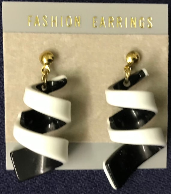 1980s dangle SPIRAL Earrings Costume DOZEN swirl … - image 1