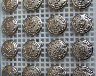 16 silver tone steel - Letter P - generic POLICE uniform CAP BUTTONS