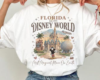 Disney World PNG, Florida 1971 vintage themaparkshirtontwerp, Magic Kingdom Castle-afbeelding, retro vakantie-T-shirt, meest magische plek, png