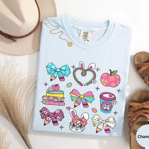 Comfort Colors® Ostern Lehrer Kokette Shirt, lustige Lehrer Ostern Bögen Shirt, Ostern Lehrer Wertschätzung Geschenk, süße Lehrer Ostern Shirt
