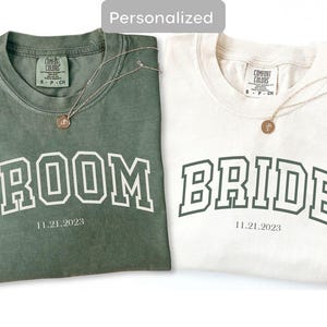 Comfort Colors® Custom Bride & Groom Shirt, Personalized Engagement Shirt, Honeymoon Matching Bride And Groom Clothing, Newlywed Shirts