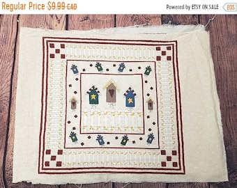 CLOSING 75% OFF SALE Bird Houses panel - quilt panels - cotton - 17 x 45" inches washed