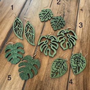 Wooden Leaf Drop Earrings