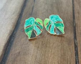 Monstera Stud Earrings