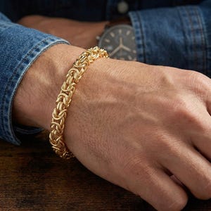 14K Gold Byzantinerkettenarmband - 3 Größen Unisex | Hip Hop Statement Geschenk