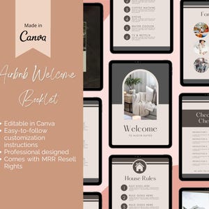 Airbnb Welcome Booklet | Airbnb Owners Guide | Customizable Template for Guest Information & Hospitality | Airbnb Journal and Guide