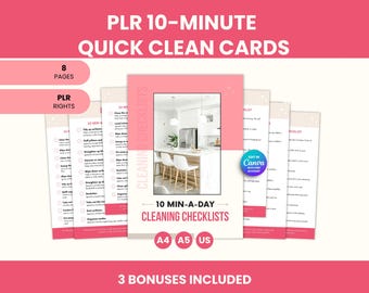 PLR 10-Minute Cleaning Checklists | Editable Canva Templates | Done-For-You | Rebrand and Sell Today