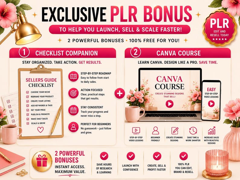 TWO BONUSES INCLUDED - THE CHECKLIST AND CANVA COURSE
