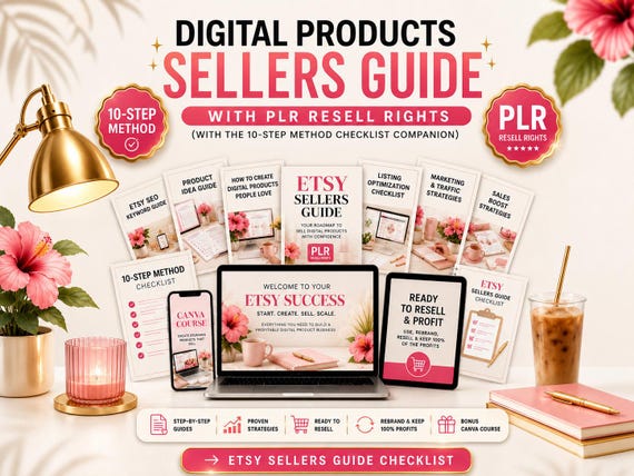 PLR Digital Products | Etsy Sellers Guide with Resell Rights | Canva Templates | PLR Digital Download | Passive Income