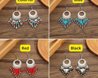 Bunte Boho Perlen Ohrringe - Leichter Festival Schmuck für Frauen