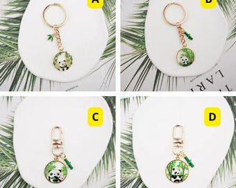 Adorable Panda Keychain with Bamboo Charm, Animal Lover Gift, Stylish Bag Charm for Accessories, Perfect Panda Gift for Women or Kids